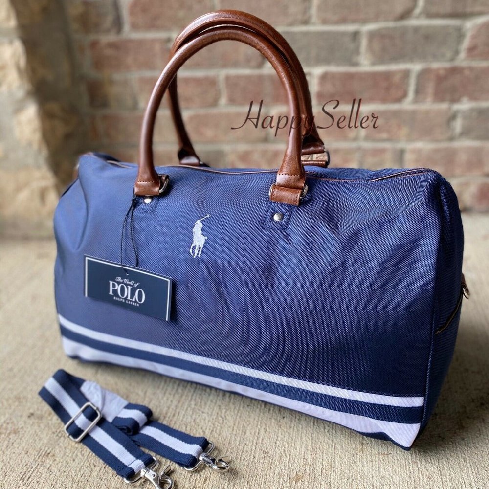 Ralph Lauren POLO Duffle Bag Gym Canvas Weekender Holdall Luggage Carryon New - Picture 1 of 8